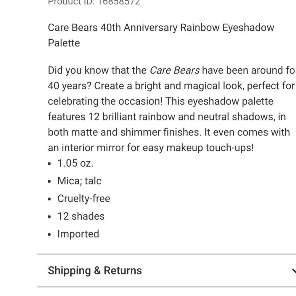 Taste Beauty Care Bears 40th Anniversary Palette
